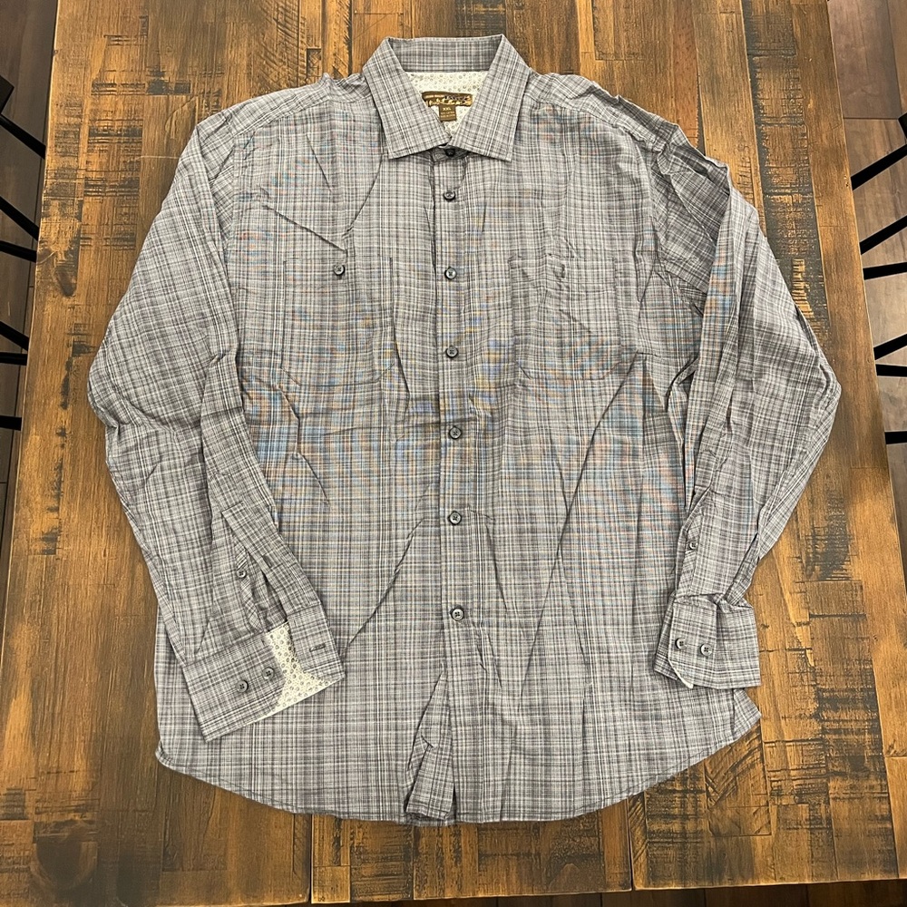 Men’s Pronto Uomo Blue Grey Long Sleeve Shirt XXL